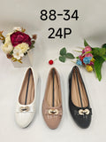Classic Pointed-Toe Ballerina Flats with Gold-Tone Buckle – Model 88-34